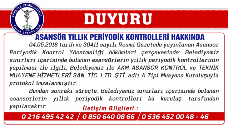 ASANSÖR YILLIK PERİYODİK KONTROLLERİ HAKKINDA