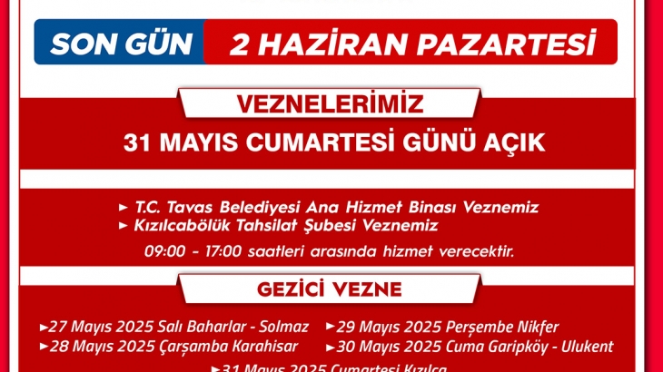Emlak Vergisi 1. Taksit Son Gün 02. Haziran